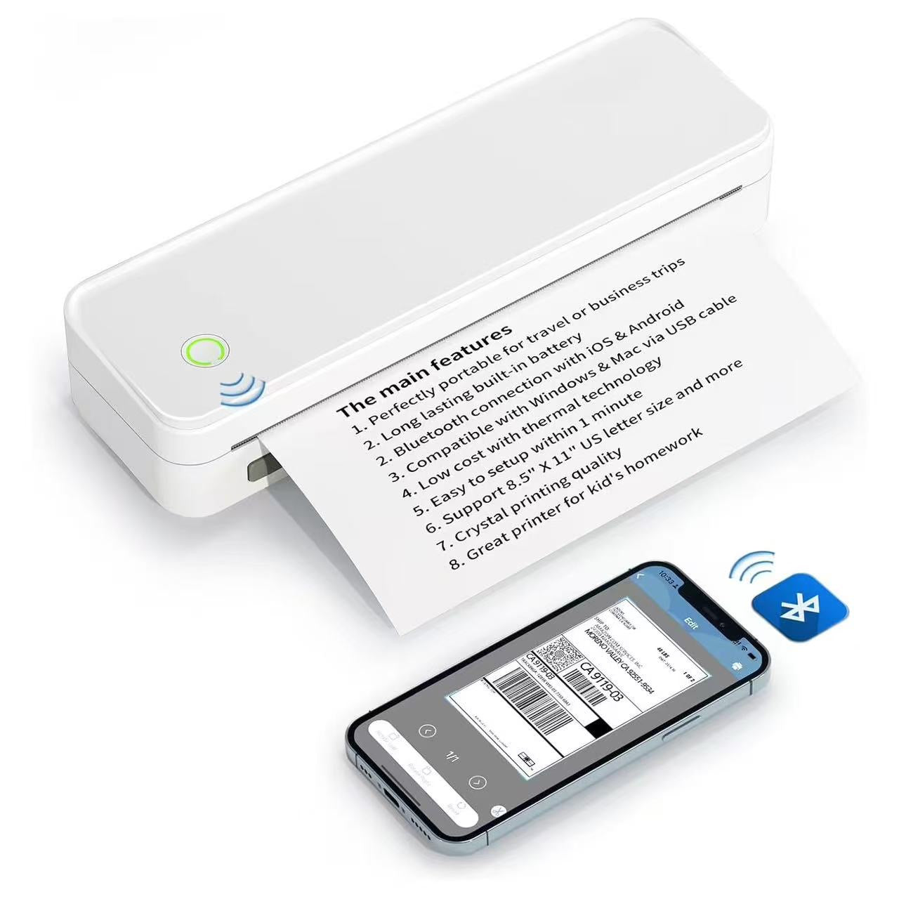 Portable A4 Thermal Printer | Inkless Bluetooth Document Printer
