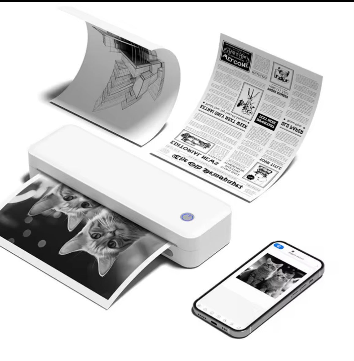 Portable A4 Thermal Printer | Inkless Bluetooth Document Printer